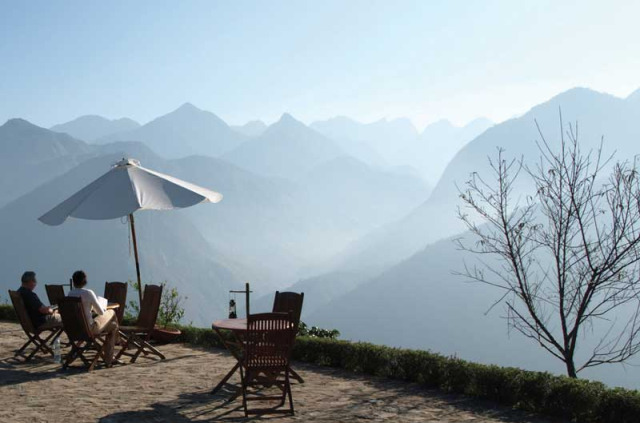 Vietnam - Un ecolodge à Sapa - Terrasse vue sur la montagne
